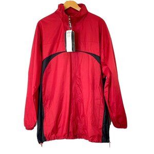 Pear Connection Inc Kenpo Mens size XXL Windbreaker Hidden Hood Smart Jacket Red